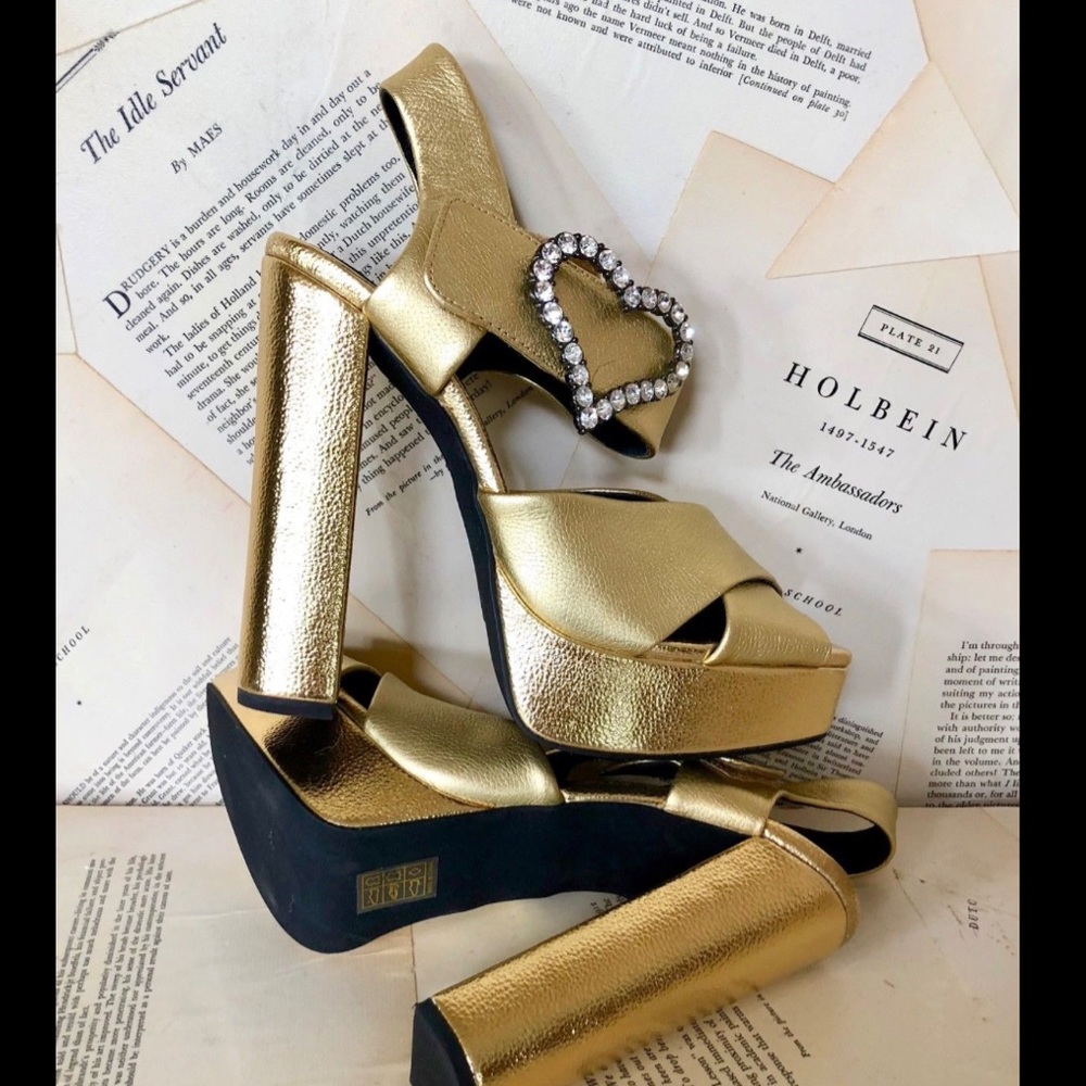 Jeffrey Campbell Pebble Leather Heart Platform 7.5 - Picture 2 of 5